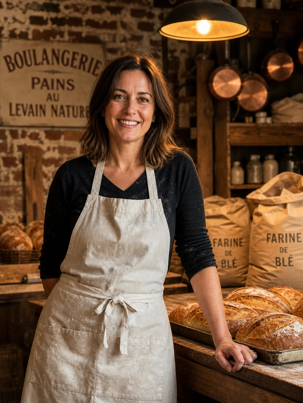Portrait de Sophie Martin, propriétaire de boulangerie